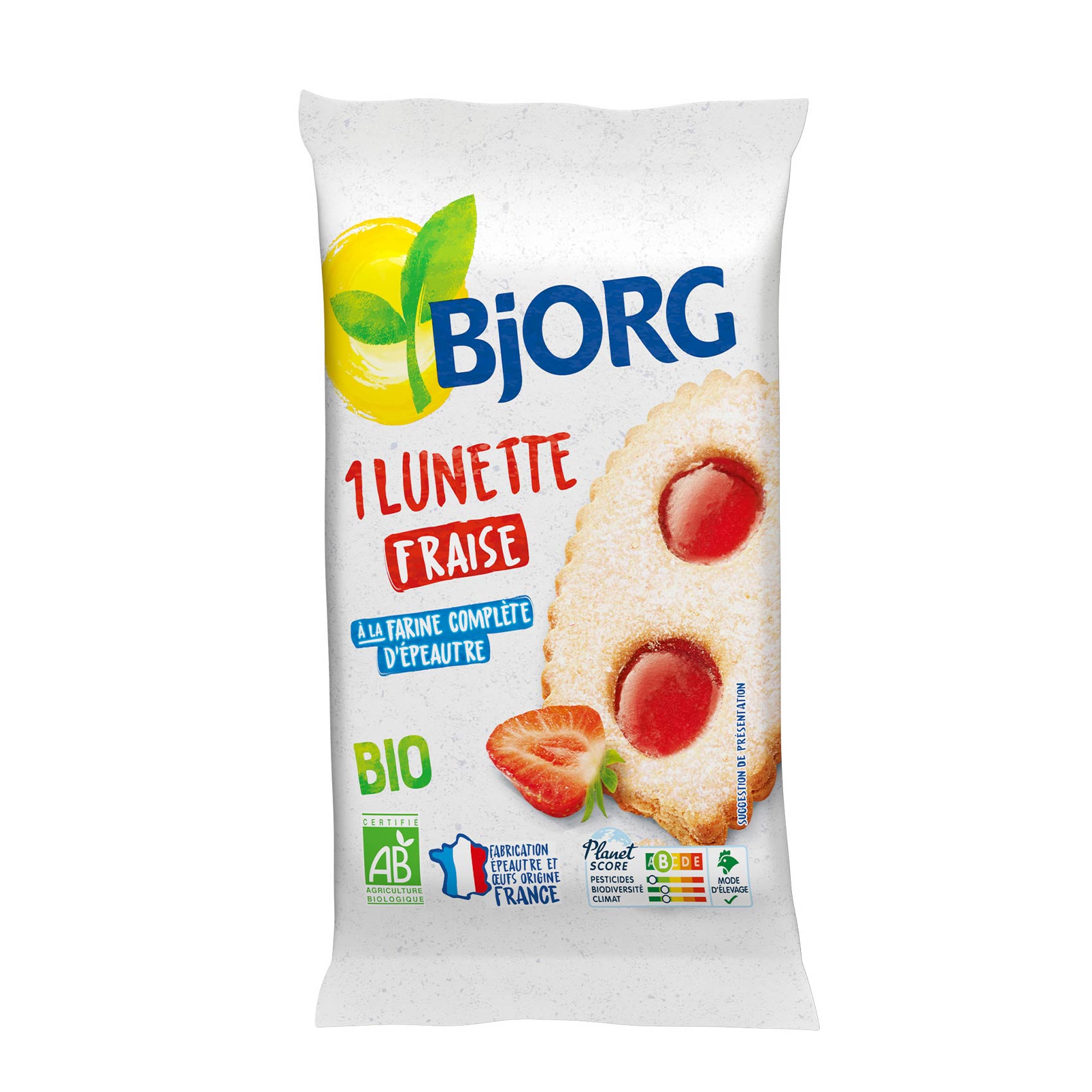 Bjorg Lunettes Biscuits with Strawberry filling - 27*50gm