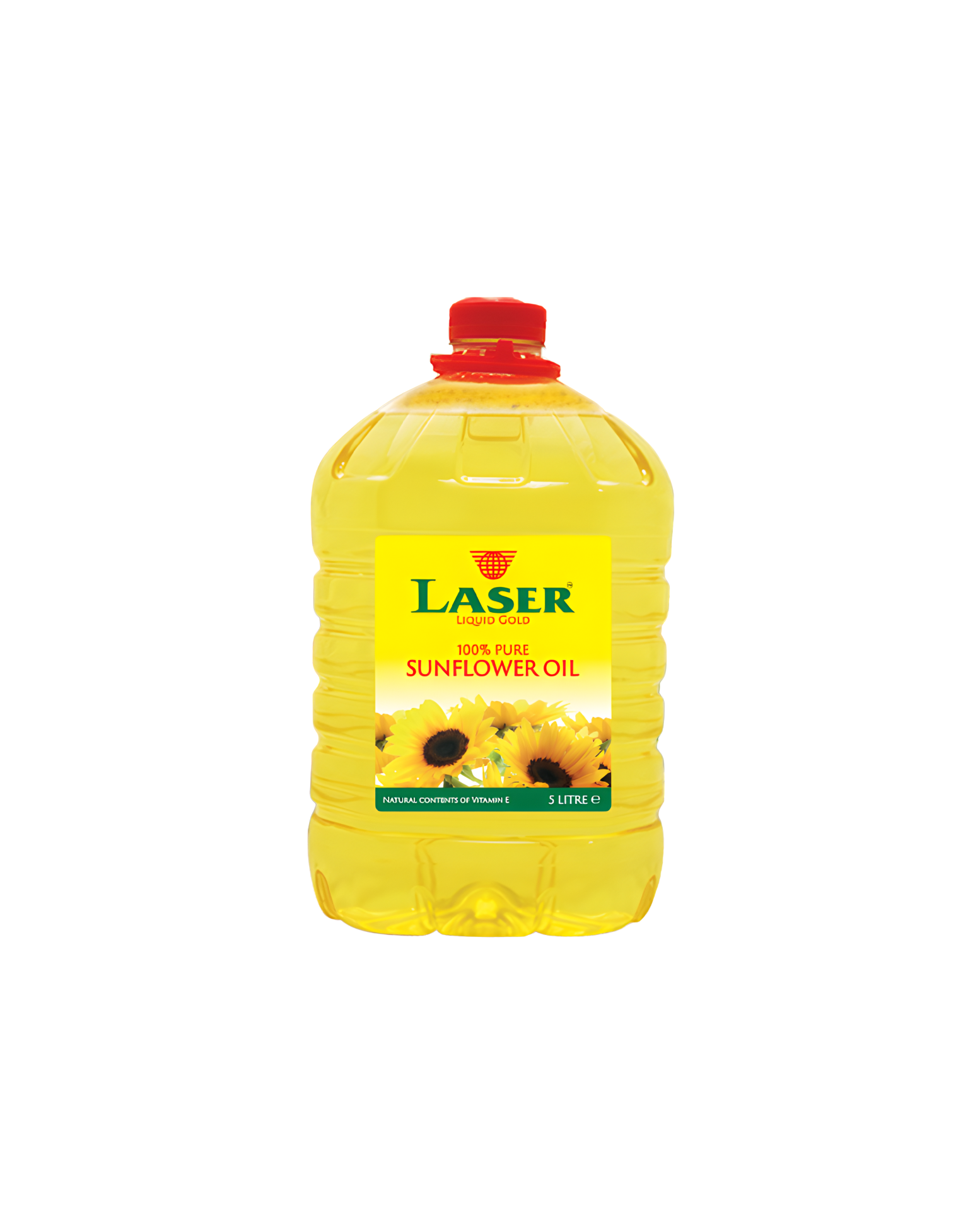 Bottle of Laser sunflower oil on a white background